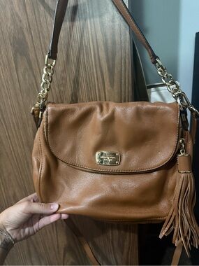Michael Kors Cognac Leather Shoulder Bag with Tassel